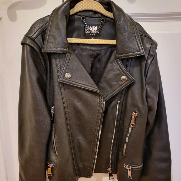 Karl Lagerfeld kids sheep skin leather jacket - Picture 3 of 9